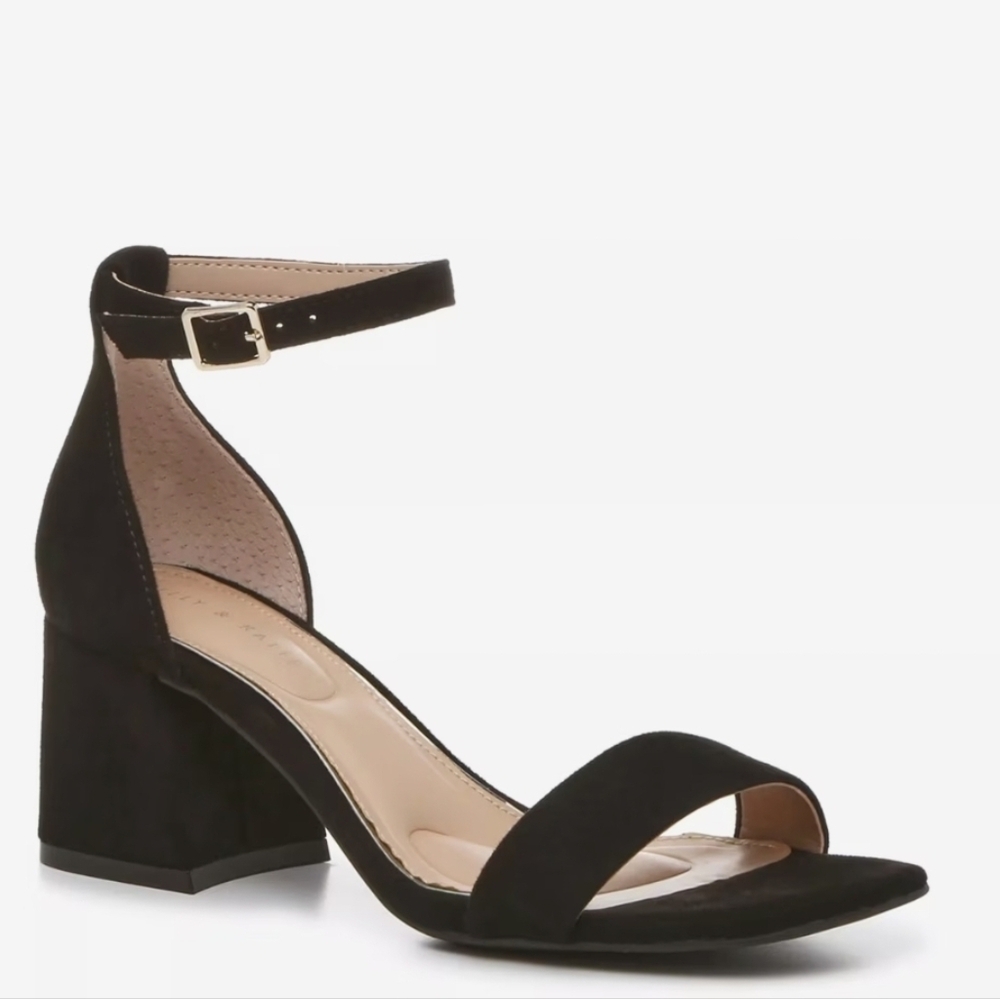 Kelly & Katie Marybell Sandal Sz 10 W wide Mary Jane Black Suede Block Heel